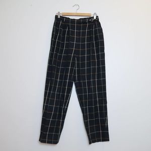 Vintage 90s Burberrys' navy blue plaid check print straight leg trouser pants 10